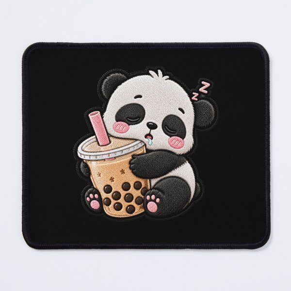 Item preview, Sleepy Baby Panda Bubble Tea Embroidery Patch designed and sold by ColorSplash123.