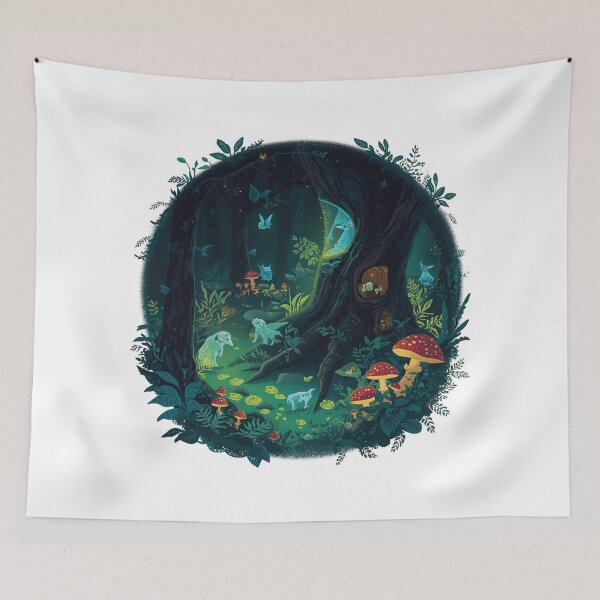 Item preview,  Bioluminescent Forest Spirits – Mystical Night Ecology designed and sold by catcurio.