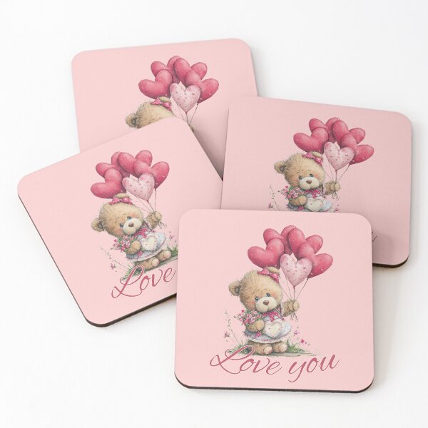 Item preview, Cute Teddy Bear with Heart Balloons Valentine's Day Gift for Kids designed and sold by illeN-Art-World.