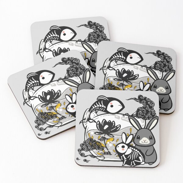 Item preview, Kawaii Skeleton Bunny & Zen Fish Art designed and sold by Kanniax.