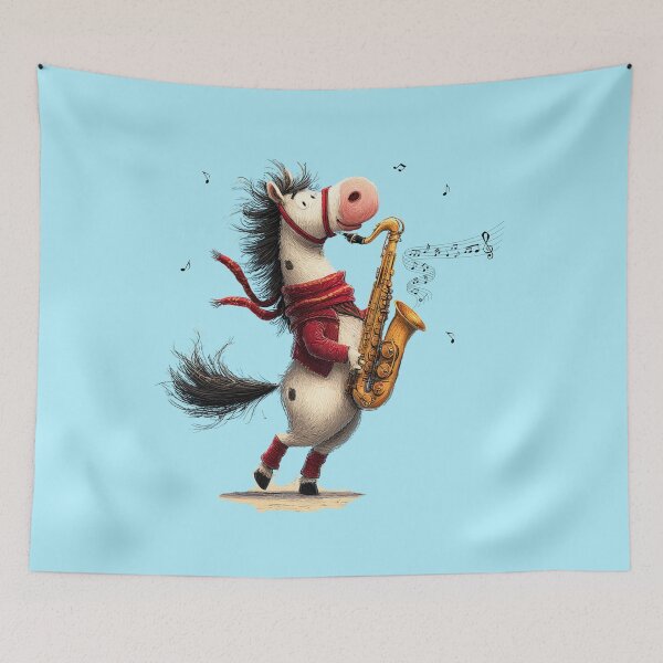 Item preview, Cool Jazz Pony Playing Sax - Musician Humor T-Shirt & Sticker designed and sold by illeN-Art-World.