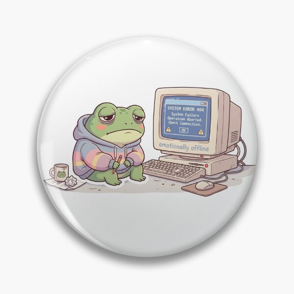 Item preview, Emotionally Offline Frog – Cute Sad Frog Mental Health Sticker designed and sold by Elviqus Shop.