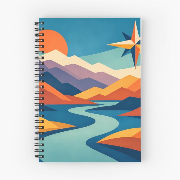Item preview, Geometric Mountain River with Compass Star designed and sold by InkSmithery.