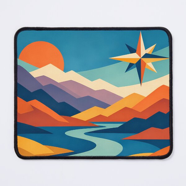 Item preview, Geometric Mountain River with Compass Star designed and sold by InkSmithery.