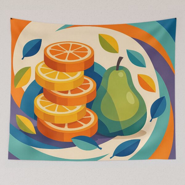 Item preview, Stacked Citrus Slices and Pear Illustration designed and sold by InkSmithery.