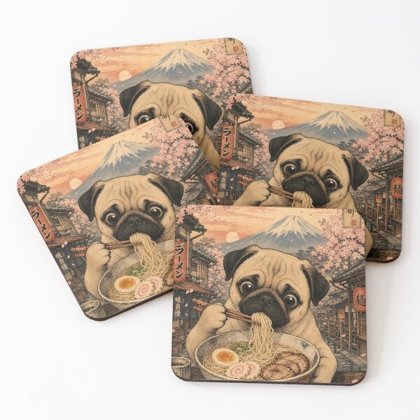 Item preview, Pug Eating Ramen in Kyoto  designed and sold by merchxwear.
