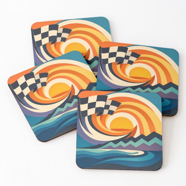 Item preview, Wavy Checkered Flag Sunset Landscape designed and sold by InkSmithery.