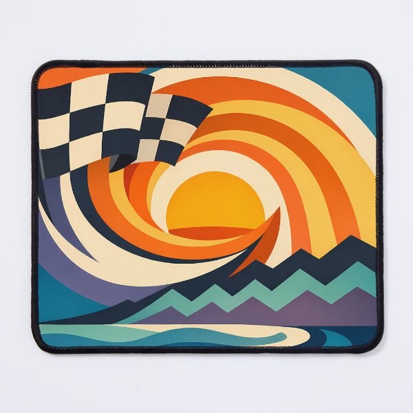 Item preview, Wavy Checkered Flag Sunset Landscape designed and sold by InkSmithery.