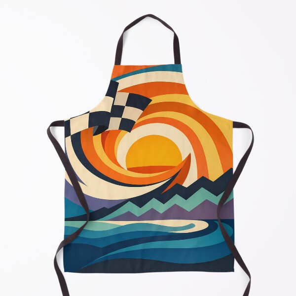 Item preview, Wavy Checkered Flag Sunset Landscape designed and sold by InkSmithery.