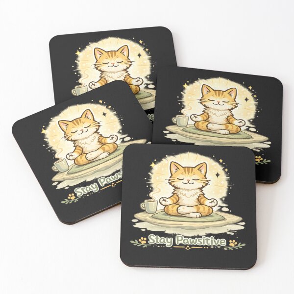 Item preview, Stay Pawsitive Cute Cat Meditation Funny Cat Lover Design designed and sold by Dream-Fab.