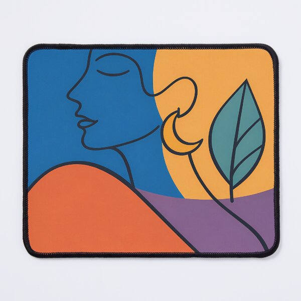 Item preview, Minimal Line Face with Sun and Leaf designed and sold by InkSmithery.