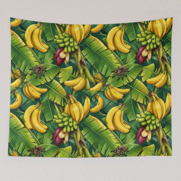 Item preview, Tropical Banana Jungle Pattern – Banana Leaves & Spider Seamless Exotic Design designed and sold by AnimalAirtistry.