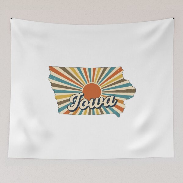 Item preview, Iowa Illustrated Map – Retro State Regions & Landmarks designed and sold by Paper Drip.