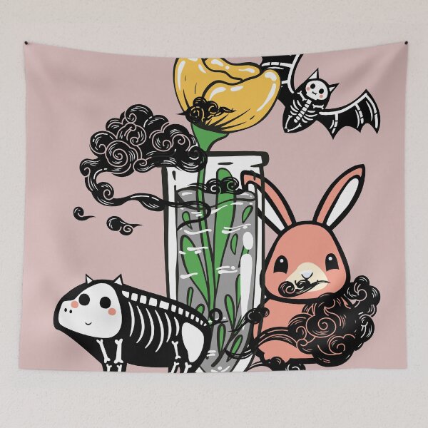 Item preview, Skeleton Bat & Pink Bunny Zen Garden Art designed and sold by Kanniax.