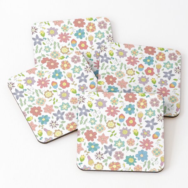 Item preview, Boho Floral Doodle Pattern - Cute Muted Flower Garden Art designed and sold by alijun.