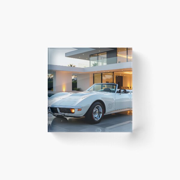 Item preview, 1972 Chevrolet Corvette C3 Convertible - Classic White American Sports Car at Luxury Villa designed and sold by Peter Kraaibeek | Generative Designs and Car Art.