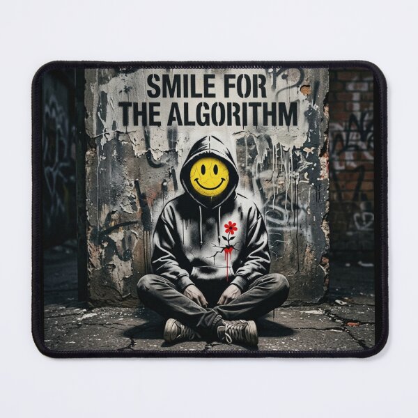 Item preview, Smile For The Algorithm Streetwear Design – Social Media Addiction Urban Graffiti Art designed and sold by PLUSHIWORLDtm.