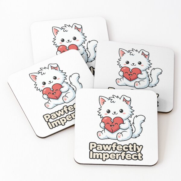 Item preview, Pawfectly Imperfect - Cute White Cat with Broken Heart designed and sold by Wennity.
