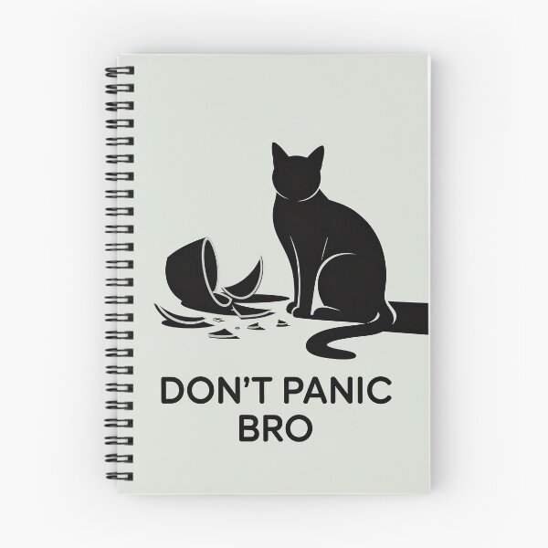 Item preview, Text art “Don’t panic”. Cat and a broken vase. Funny art designed and sold by GiriaGallery.