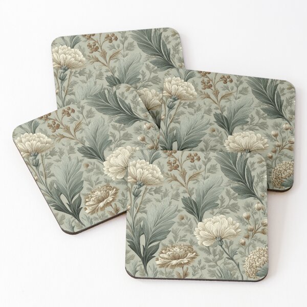 Item preview, Seamless floral patterns in beige and sage design designed and sold by AmoebaPress.