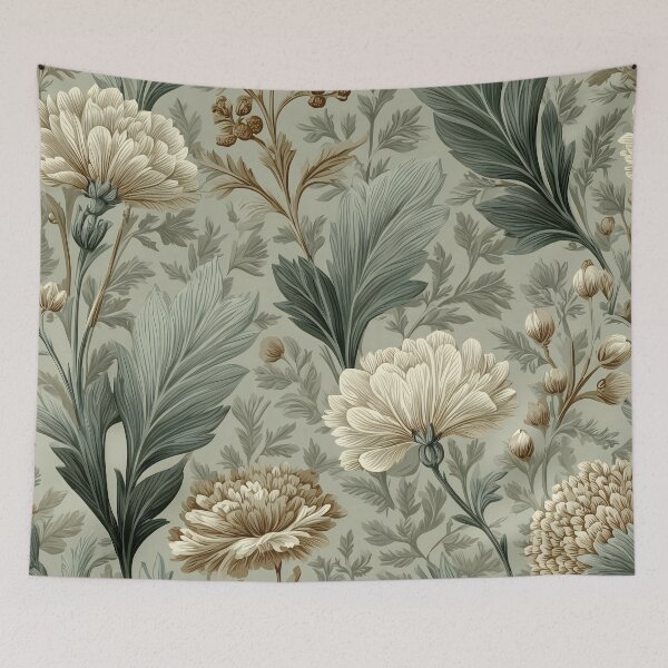 Item preview, Seamless floral patterns in beige and sage design designed and sold by AmoebaPress.