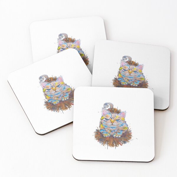 Item preview, Angry Cat Sticker, Grumpy Fluffy Kitten Illustration designed and sold by Vesivariart.