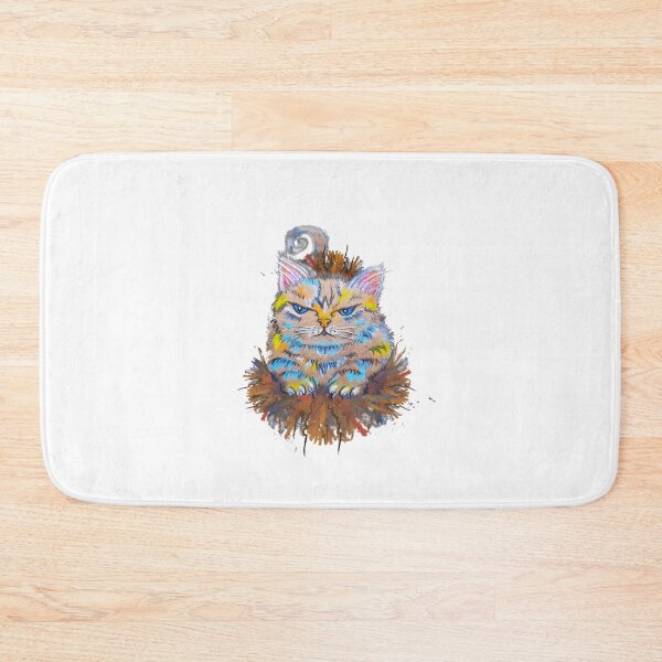 Item preview, Angry Cat Sticker, Grumpy Fluffy Kitten Illustration designed and sold by Vesivariart.