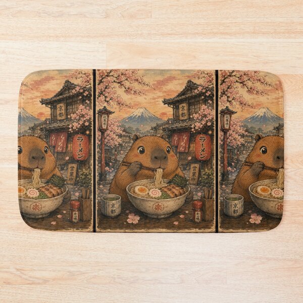 Item preview, Capybara Chowing Ramen in Kyoto designed and sold by merchxwear.