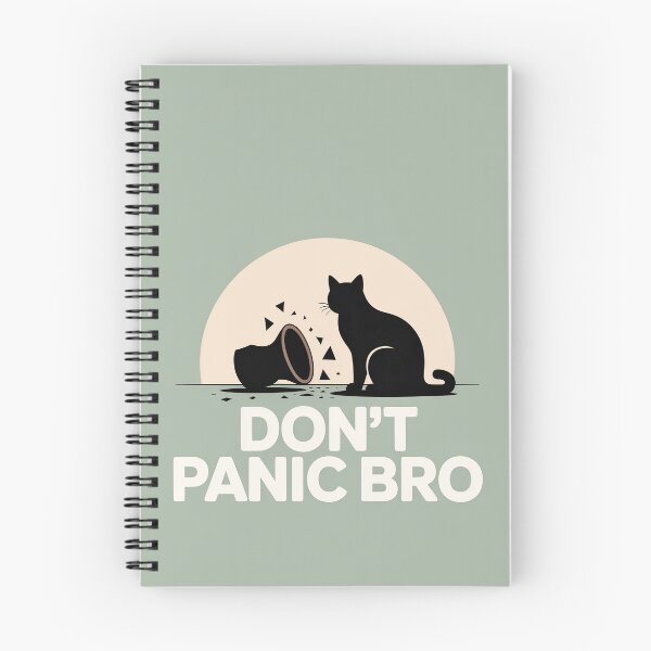Item preview, Text art “Don’t panic”. Cat and a broken vase. Funny art designed and sold by GiriaGallery.