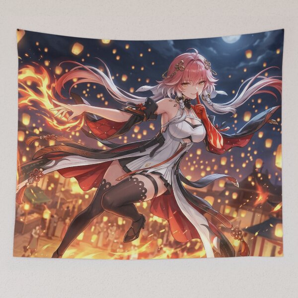 Item preview, Changli // Wuthering Waves Illustration - Lantern Festival Fire Anime Art designed and sold by Astraphyllia.