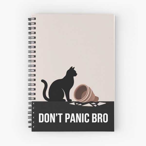 Item preview, Text art “Don’t panic”. Cat and a broken vase. Funny art designed and sold by GiriaGallery.