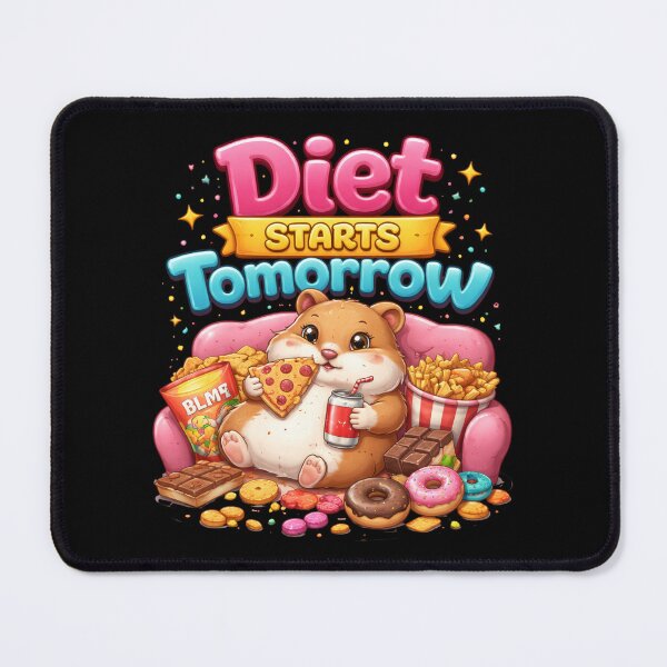 Item preview, Diet Starts Tomorrow Funny Hamster Cute Food Lover Cartoon Design T-Shirt designed and sold by DarojadNR.