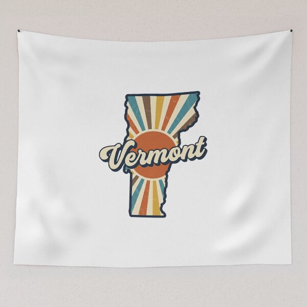 Item preview, Vermont Illustrated Map – Retro State Regions & Landmarks designed and sold by Paper Drip.