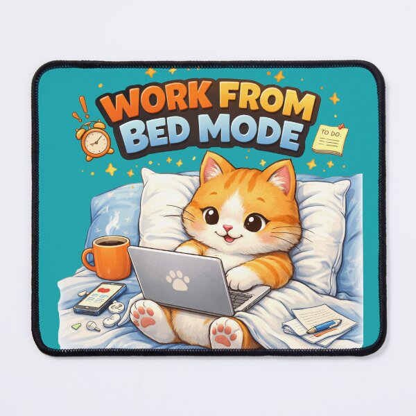 Item preview, Work From Bed Mode Cute Cat – Funny WFH Meme Lazy Remote Work Design T-Shirt designed and sold by DarojadNR.