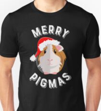 Merry Pigmas, Cute and Funny Guinea Pig Christmas Design Slim Fit T-Shirt