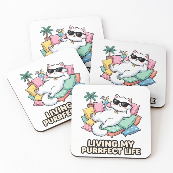 Item preview, Living My Purrfect Life - Relaxed White Cat designed and sold by Wennity.