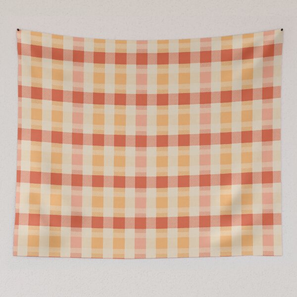 Item preview, Vintage Picnic Gingham Plaid Pattern - Sun-Faded Coral & Peach Farmhouse Check designed and sold by Tamas Das.
