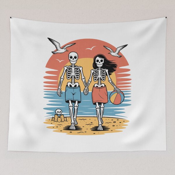 Item preview, Skeleton Couple at Sunset – Forever Love Beach T-shirt designed and sold by NightSpell.