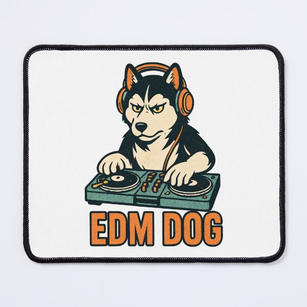 Item preview, EDM Dog: Husky DJ at the mixing console in retro style designed and sold by Pineapple-Tree.
