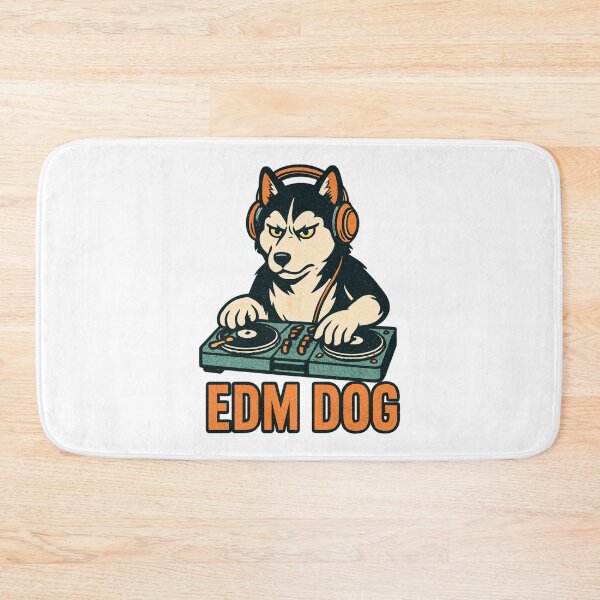 Item preview, EDM Dog: Husky DJ at the mixing console in retro style designed and sold by Pineapple-Tree.