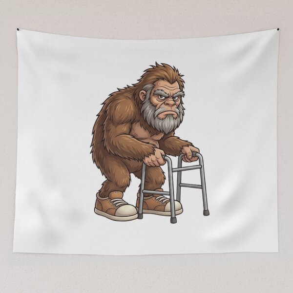Item preview, Grumpy Sasquatch Walker Cartoon Funny Retro Bigfoot Character  designed and sold by bilal sibgui.