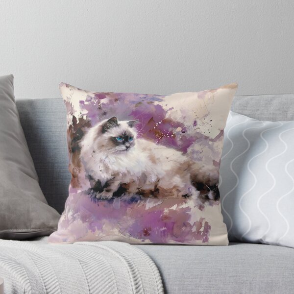 Item preview, Majestic Ragdoll Cat: Ethereal Watercolor Dream in Violet designed and sold by Paolo-Bandal.
