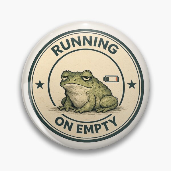 Item preview, Running On Empty Frog Badge Design designed and sold by ChirpInc.