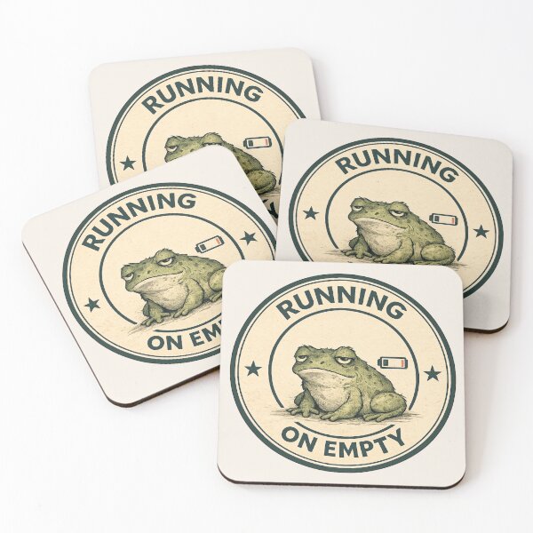 Item preview, Running On Empty Frog Badge Design designed and sold by ChirpInc.
