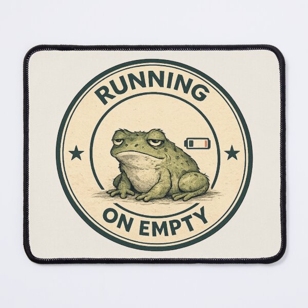 Item preview, Running On Empty Frog Badge Design designed and sold by ChirpInc.