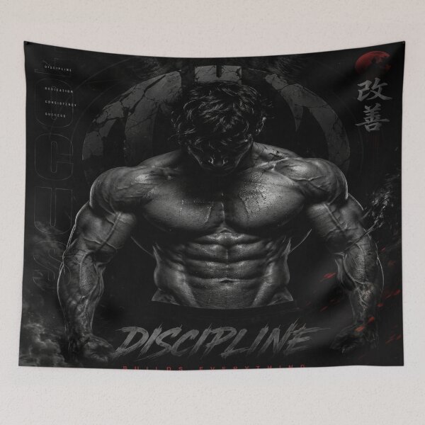 Item preview, Dark Muscle Discipline Warrior | Powerful Fitness Artwork designed and sold by Sticleg.