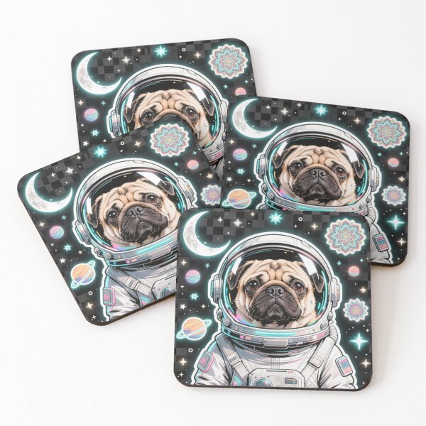 Item preview, Cosmic Pug Astronaut - Neon Galaxy Explorer Dog Sticker designed and sold by Chromatic Artistry.