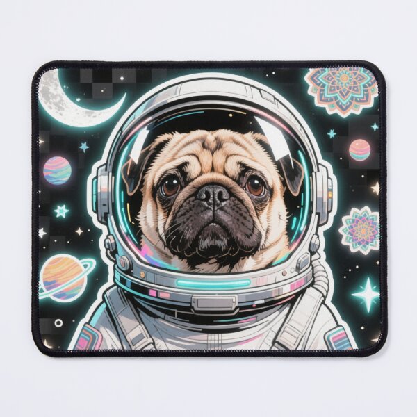 Item preview, Cosmic Pug Astronaut - Neon Galaxy Explorer Dog Sticker designed and sold by Chromatic Artistry.