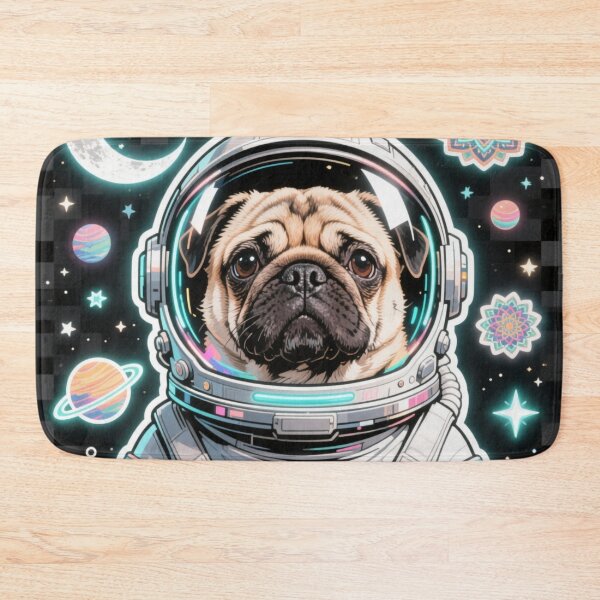 Item preview, Cosmic Pug Astronaut - Neon Galaxy Explorer Dog Sticker designed and sold by Chromatic Artistry.