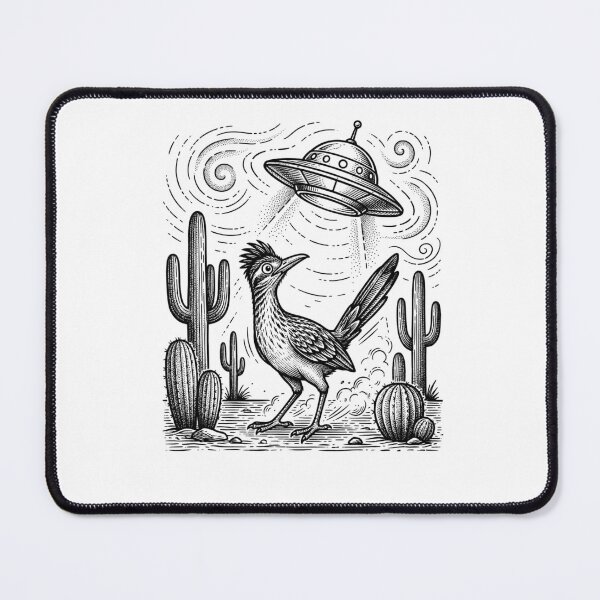 Item preview, Funny Curious Roadrunner Under UFO Desert Scene Vintage Style Graphic designed and sold by bilal sibgui.